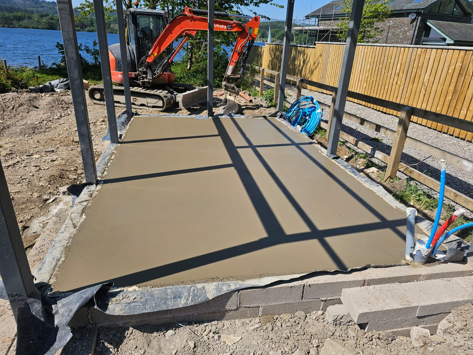 Civil engineering reinforced concrete floor inside a commercial structure