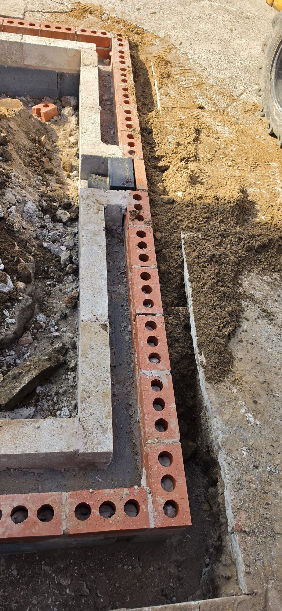 Brick and block foundation coursing on a footing by DSG Groundworks, Blackpool